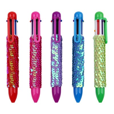 Licheng BP9601B 6 in 1 Multifunction Pen, Personalized Multi Ink 6 Color Shiny Sequin Pen