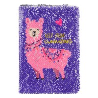 Licheng LK440 Children Notebook, Shiny Alpaca Design Notebook with Sequins