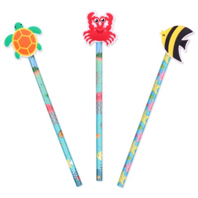 Licheng RU110 Cartoon Pencil, Custom Printed Novelty Souvenir Sea Animals Pencils Eco Friendly