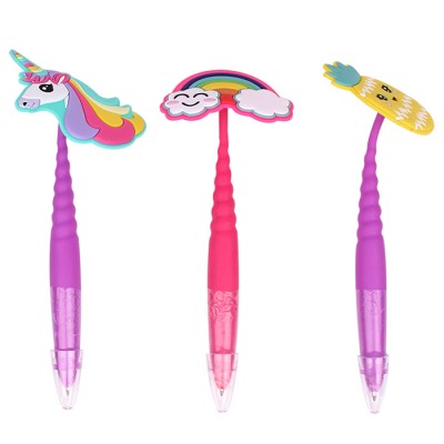 Licheng BP3613 Pen Gift, Novelty Flexible Decorated Unicorn Soft Rubber Pen for School