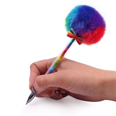 Licheng SLW09 Promotional Gift Pen, Premium Scented Rainbow Color Pom Pom Pen for Children